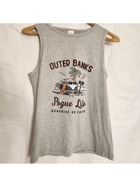 New!  Sleeveless Outer Banks Print Tank Top Casual Crew Neck For Summer & Spring
